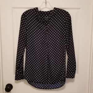 J. Crew Navy with White Polka Dot Tunic